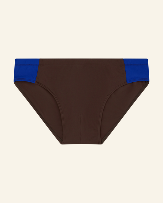 Henri Brief in Coconut Brown & Royal Blue