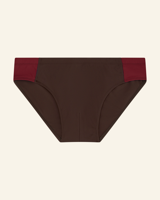 Henri Brief in Coconut Brown & Maroon