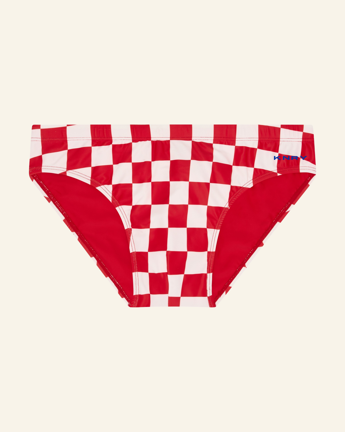 Donatello Brief in red & white Grid Print