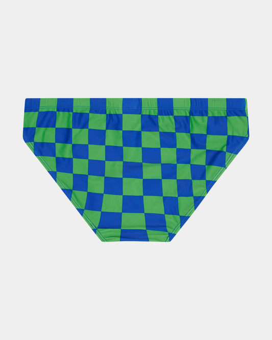 Donatello Brief in Blue & Green Grid Print Kennry