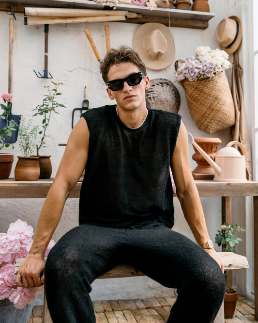 Noah Crochet Knit Tank - Black