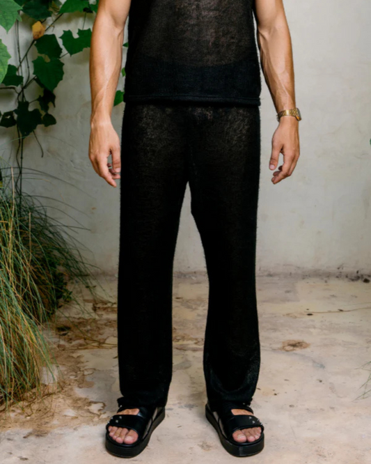 Luca Knit Crochet Pant - Black