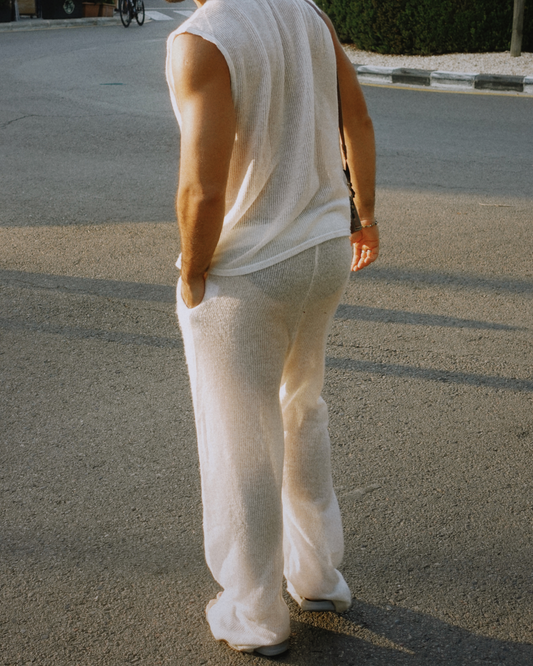 Luca Knit Crochet Pant - White
