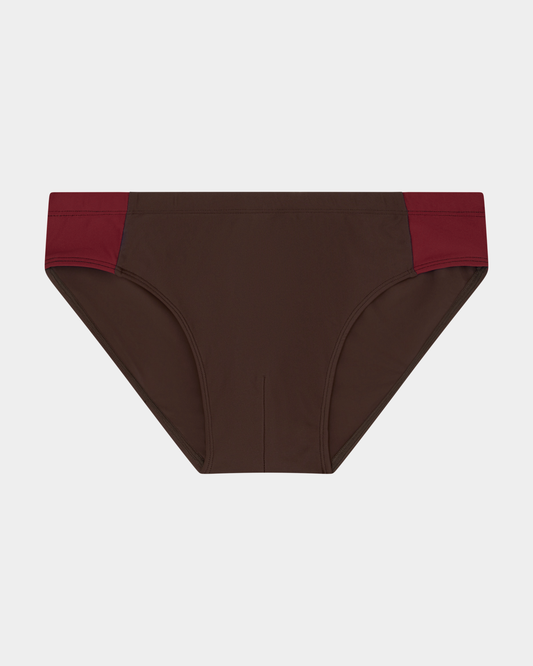 Henri Brief in Coconut Brown & Maroon