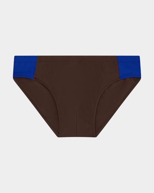 Henri Brief in Coconut Brown & Royal Blue