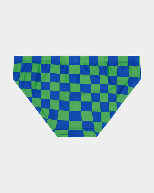 Donatello Brief in Blue & Green Grid Print